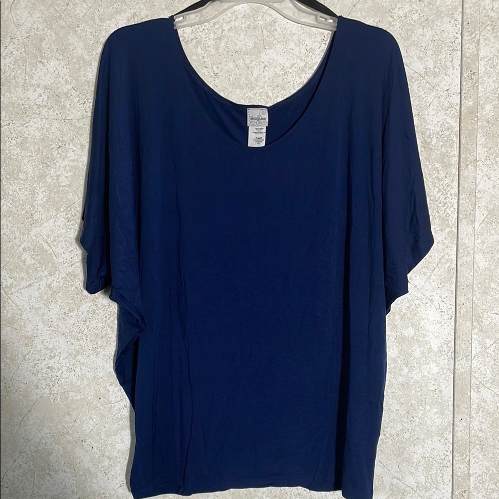 Evogues Blue Relaxed Dolman Sleeve Polyester Tunic